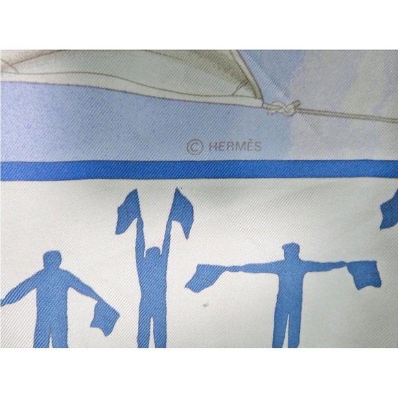 Hermès Blue and Yellow Silk Scarf - Picture 10 of 12